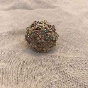 Flower Cluster Cocktail Ring with Stretchy Band